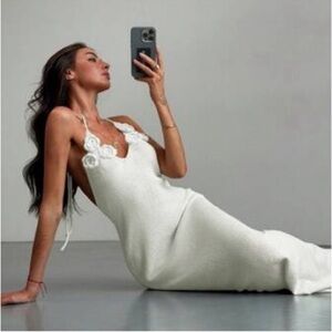 SHEIN Ivory Floral Maxi Dress